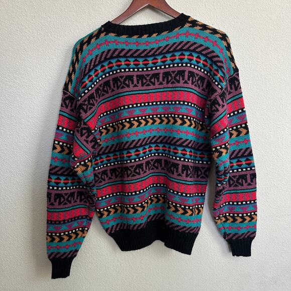 VTG Kenny Rogers Sweater Women Medium Chunky Wool Blend Western Colorful 90s - Picture 4 of 8